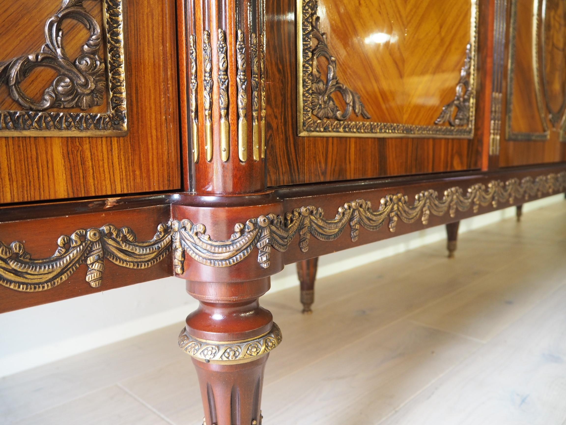 20th Century Large French Louis XVI Style Jp Ehalt Mahogany Sideboard Buffet Marble Top For Sale