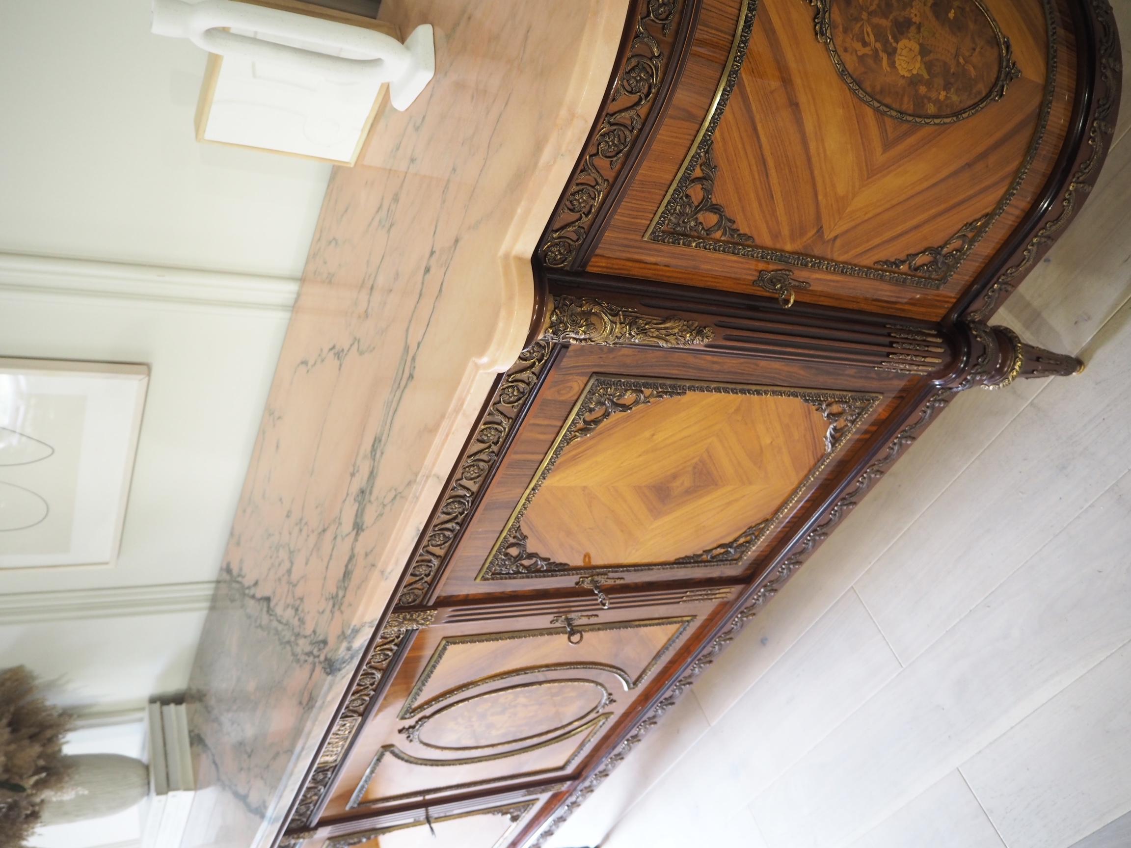 Large French Louis XVI Style Jp Ehalt Mahogany Sideboard Buffet Marble Top For Sale 1