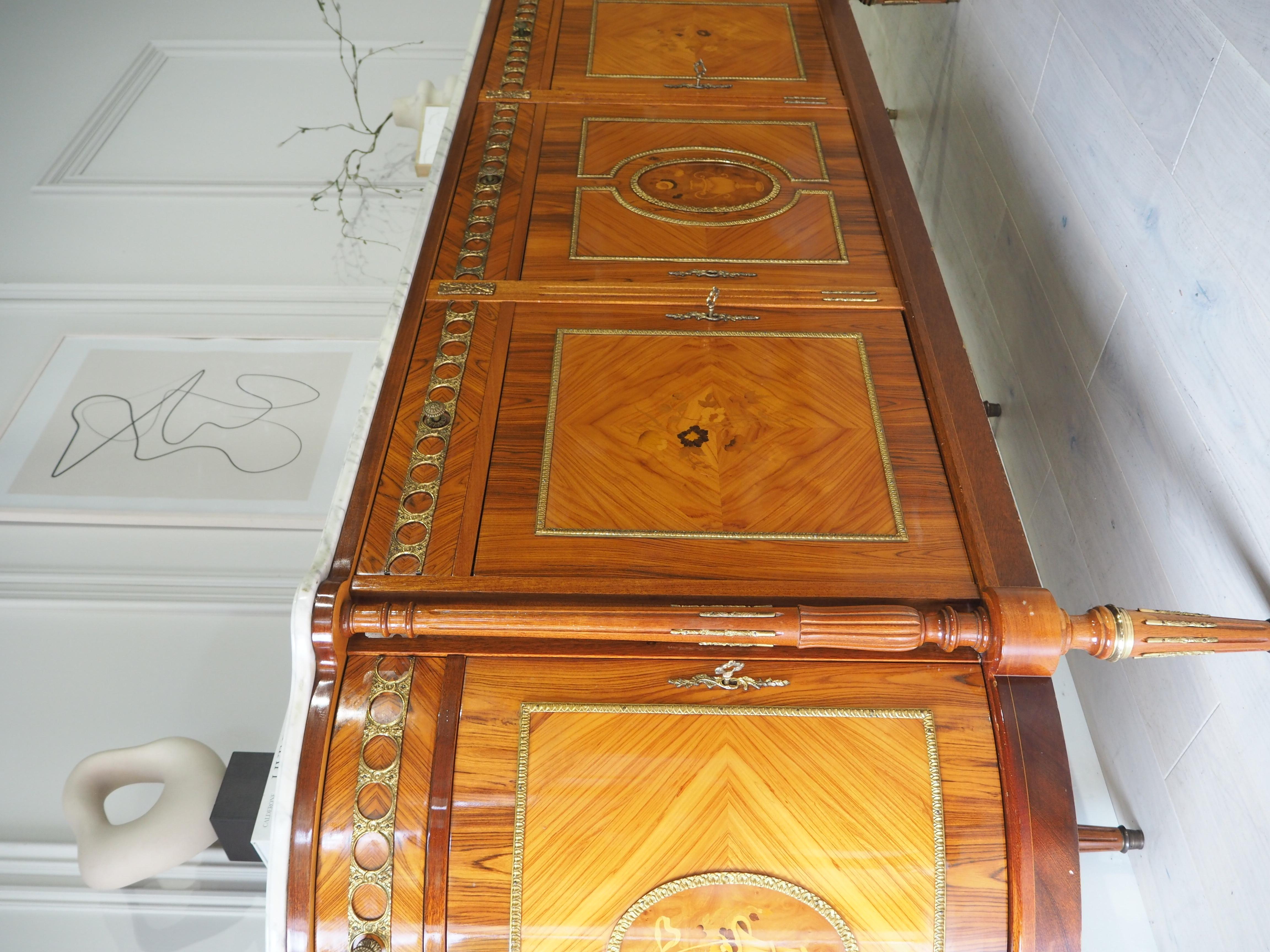 20th Century Large French Louis XVI Style Mahogany Sideboard Buffet Marble Top For Sale
