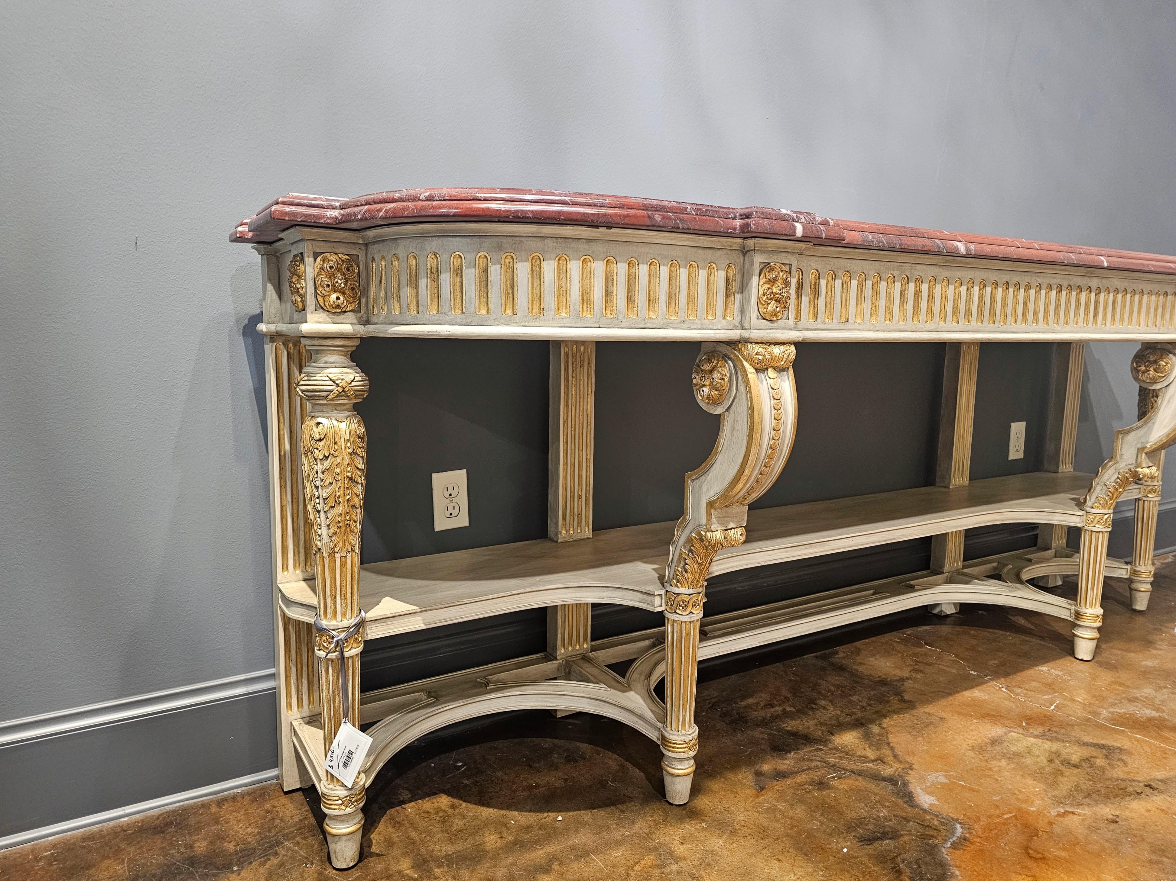 Large French Louis XVI Style Maison Jansen Attrib Console Table Buffet Sever For Sale 6