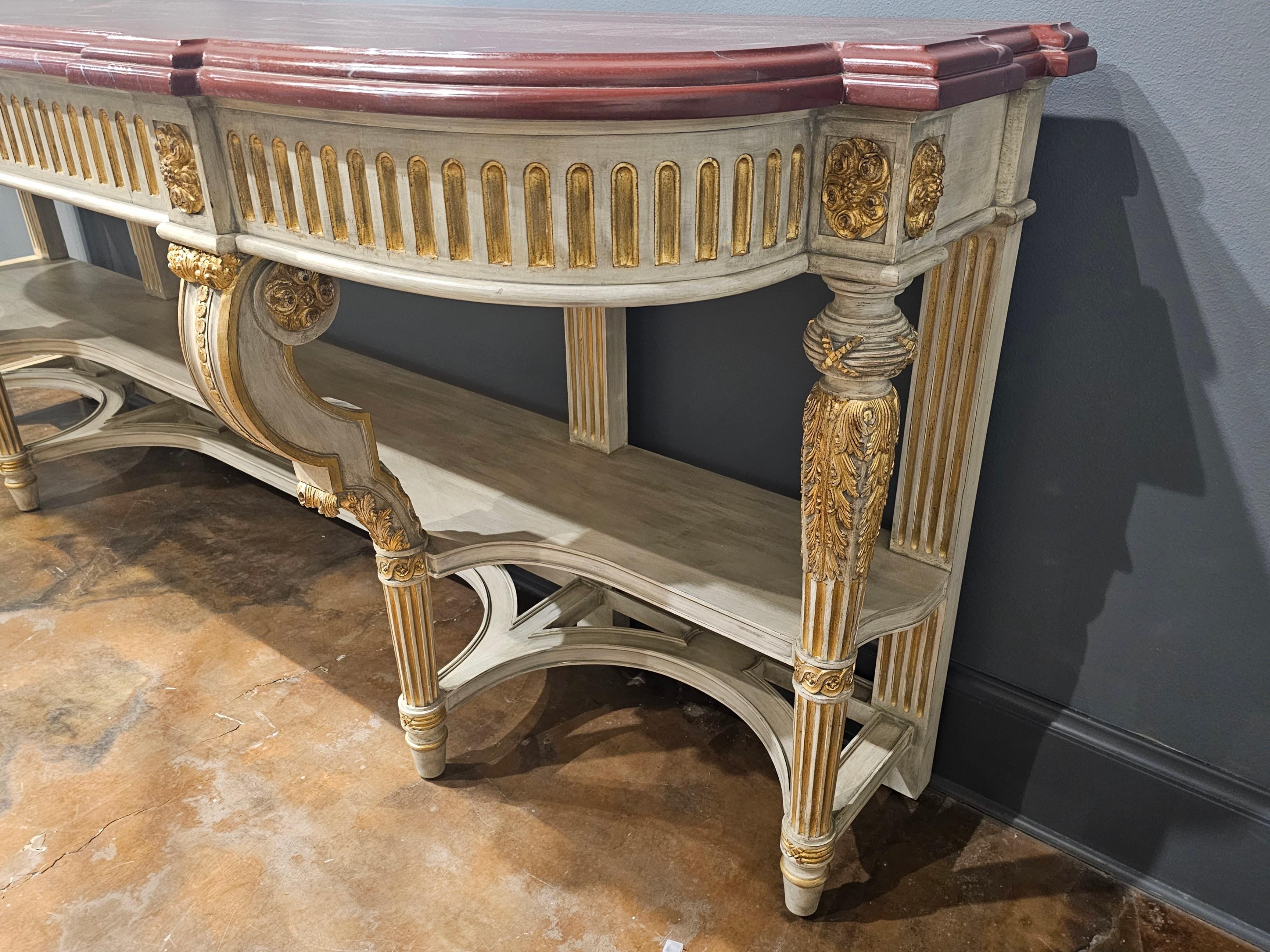 Large French Louis XVI Style Maison Jansen Attrib Console Table Buffet Sever For Sale 7