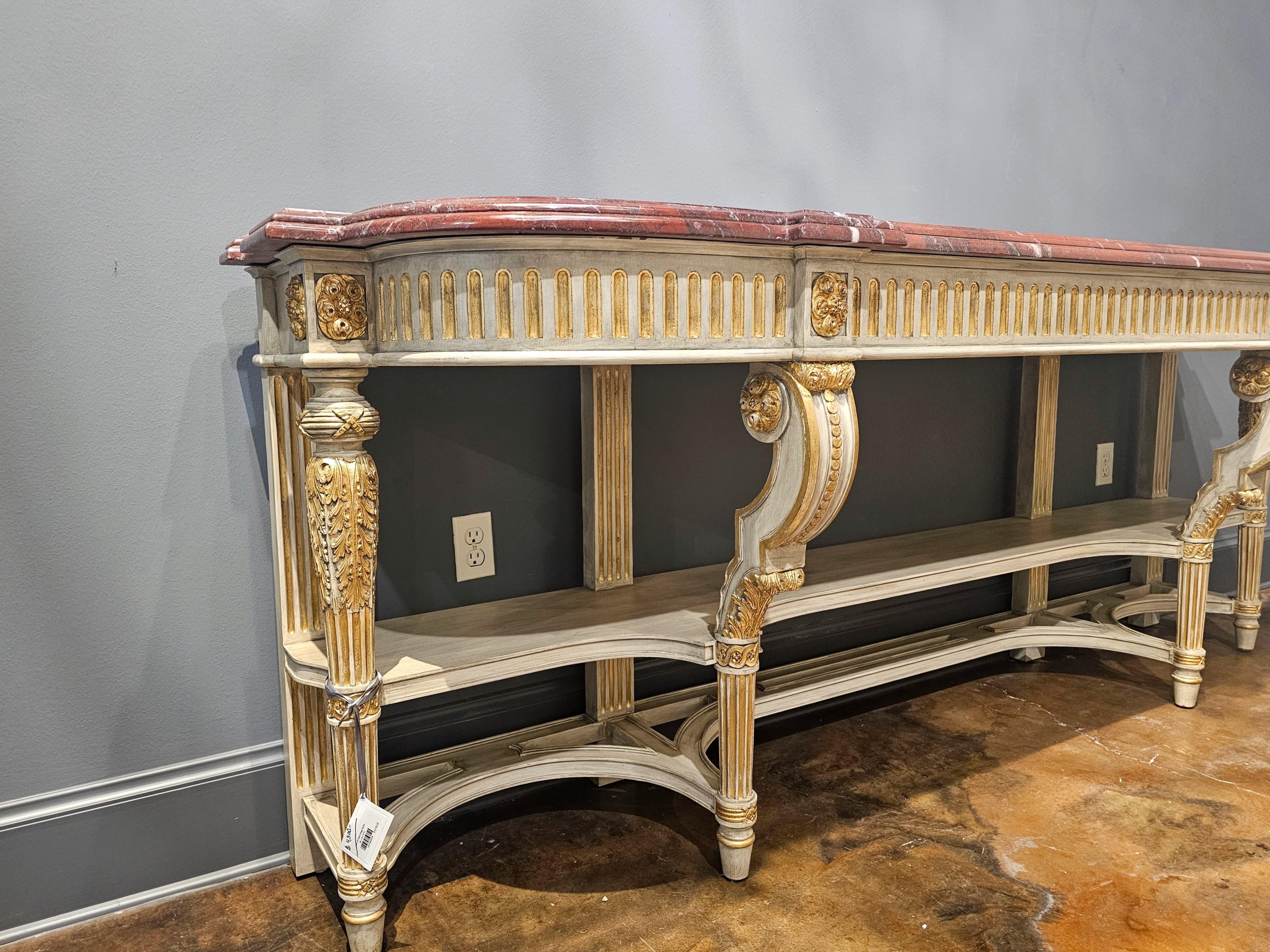 Large French Louis XVI Style Maison Jansen Attrib Console Table Buffet Sever For Sale 11