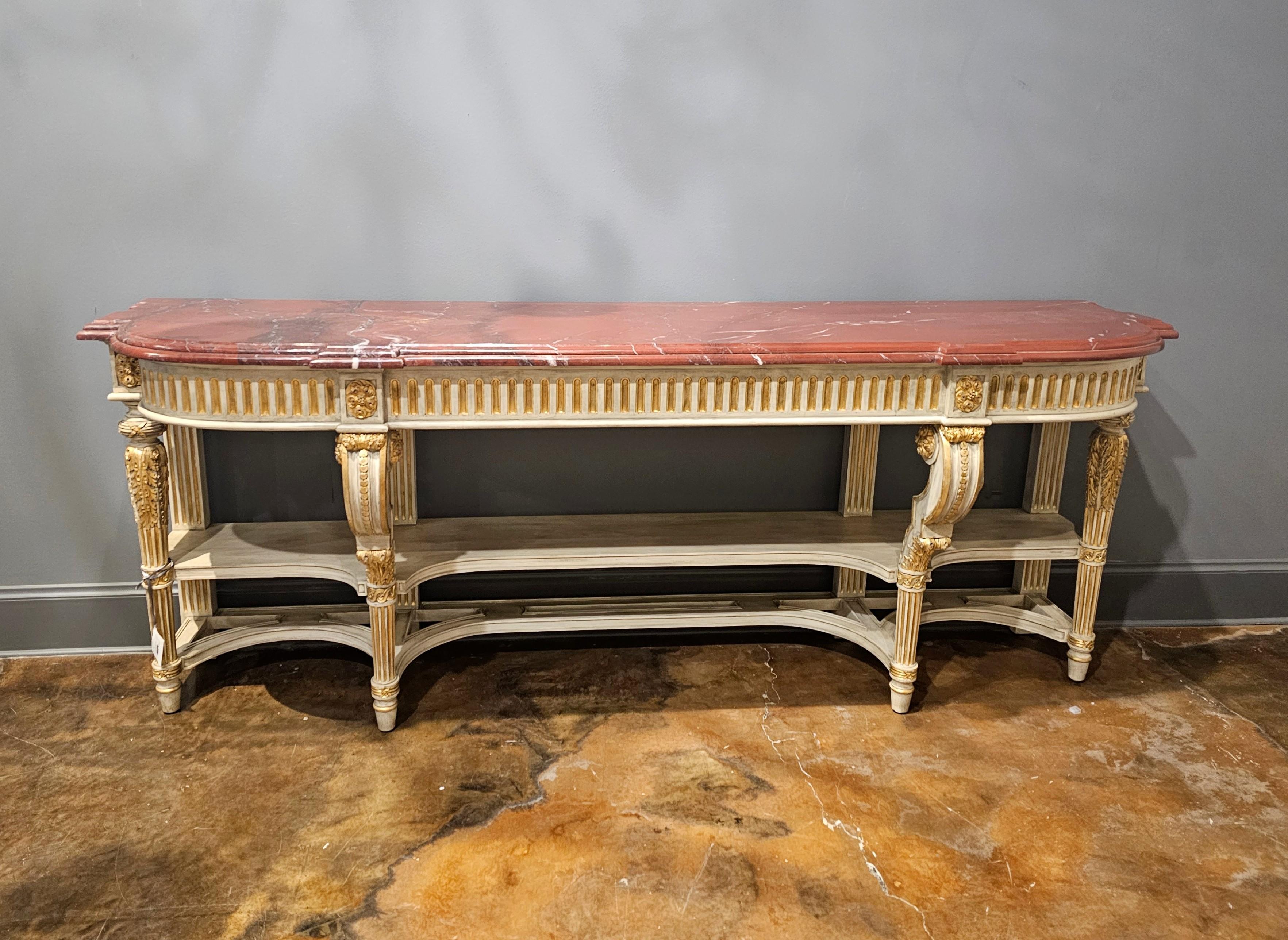Large French Louis XVI Style Maison Jansen Attrib Console Table Buffet Sever For Sale 13