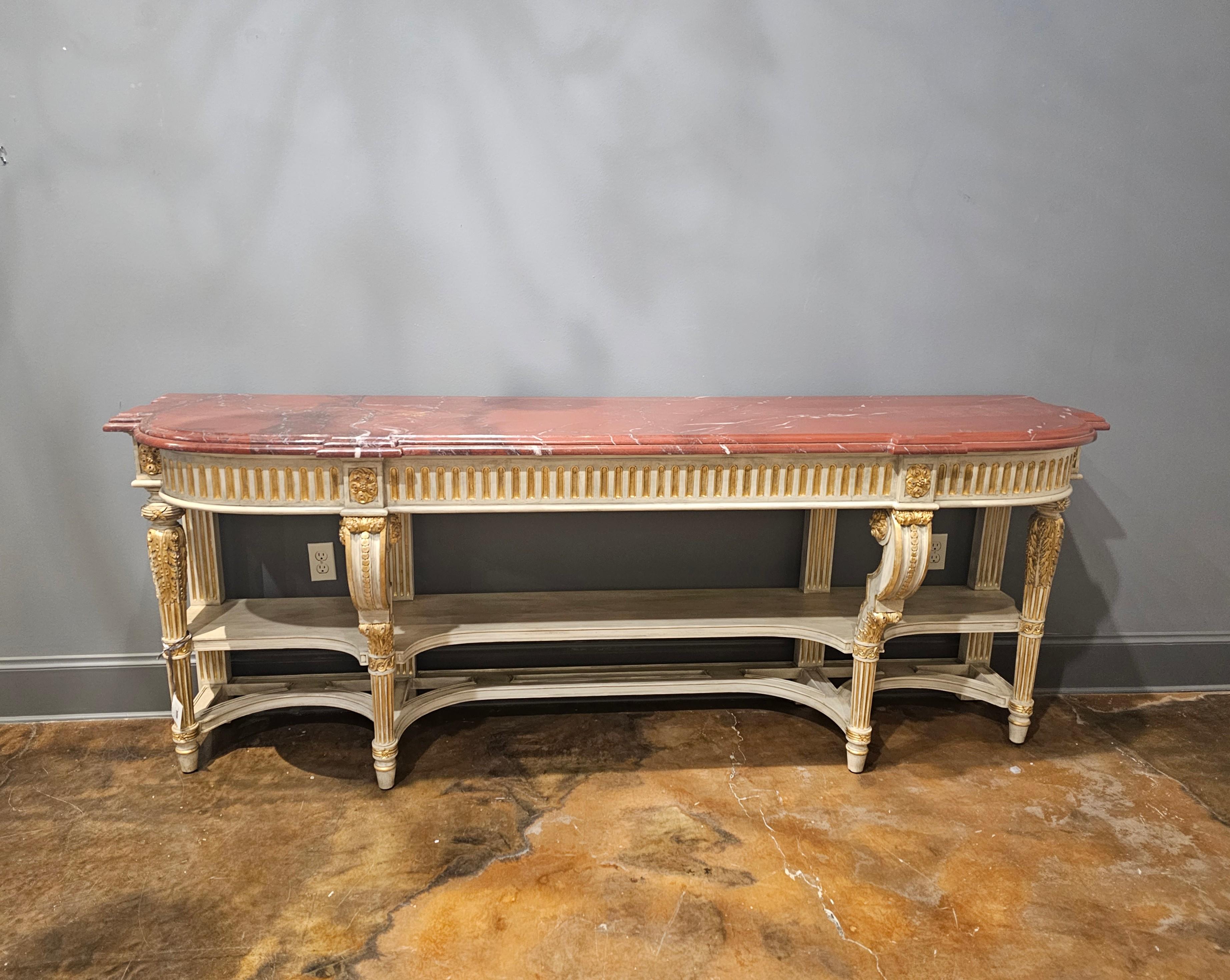 Large French Louis XVI Style Maison Jansen Attrib Console Table Buffet Sever For Sale 15