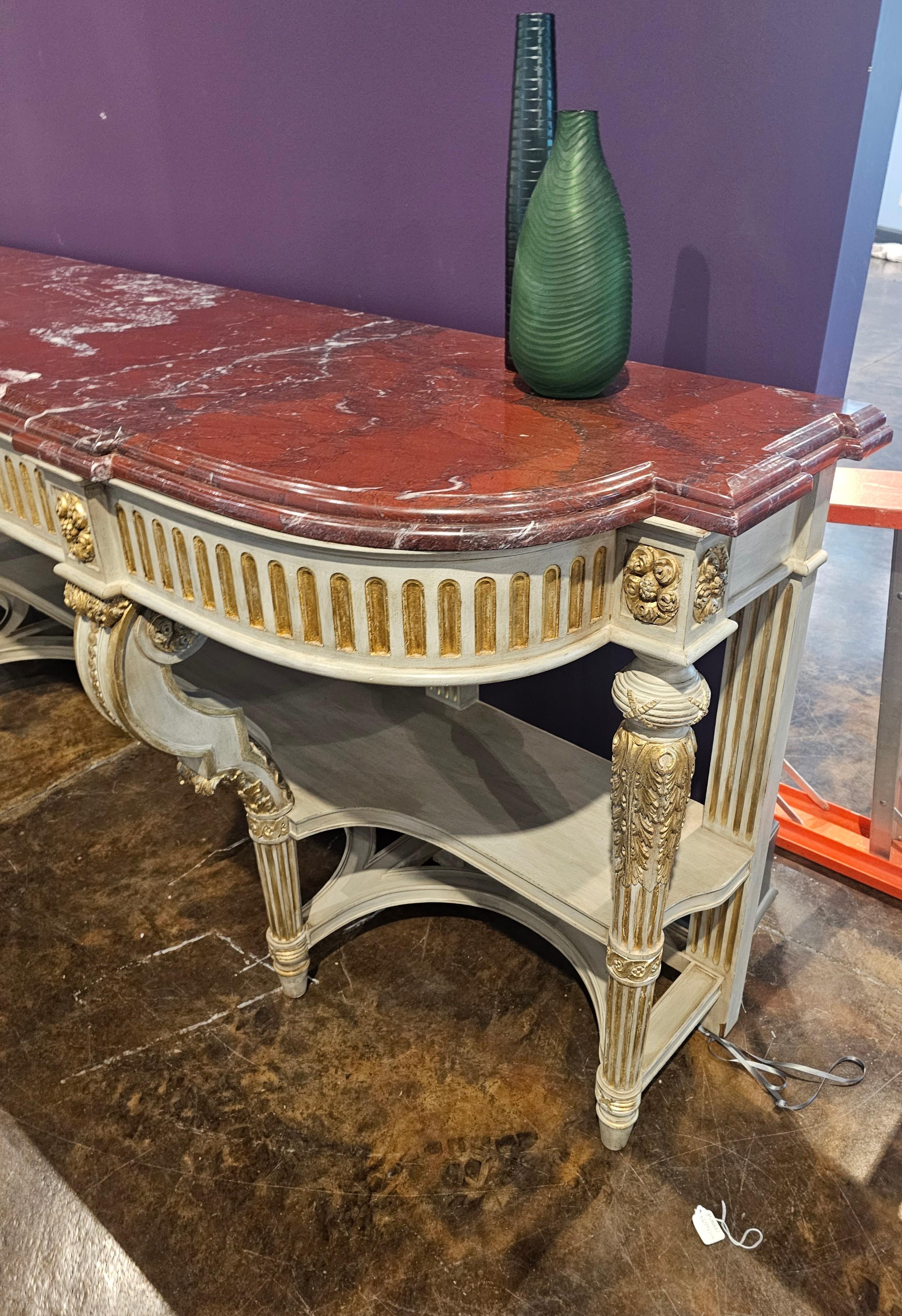 Large French Louis XVI Style Maison Jansen Attrib Console Table Buffet Sever For Sale 17