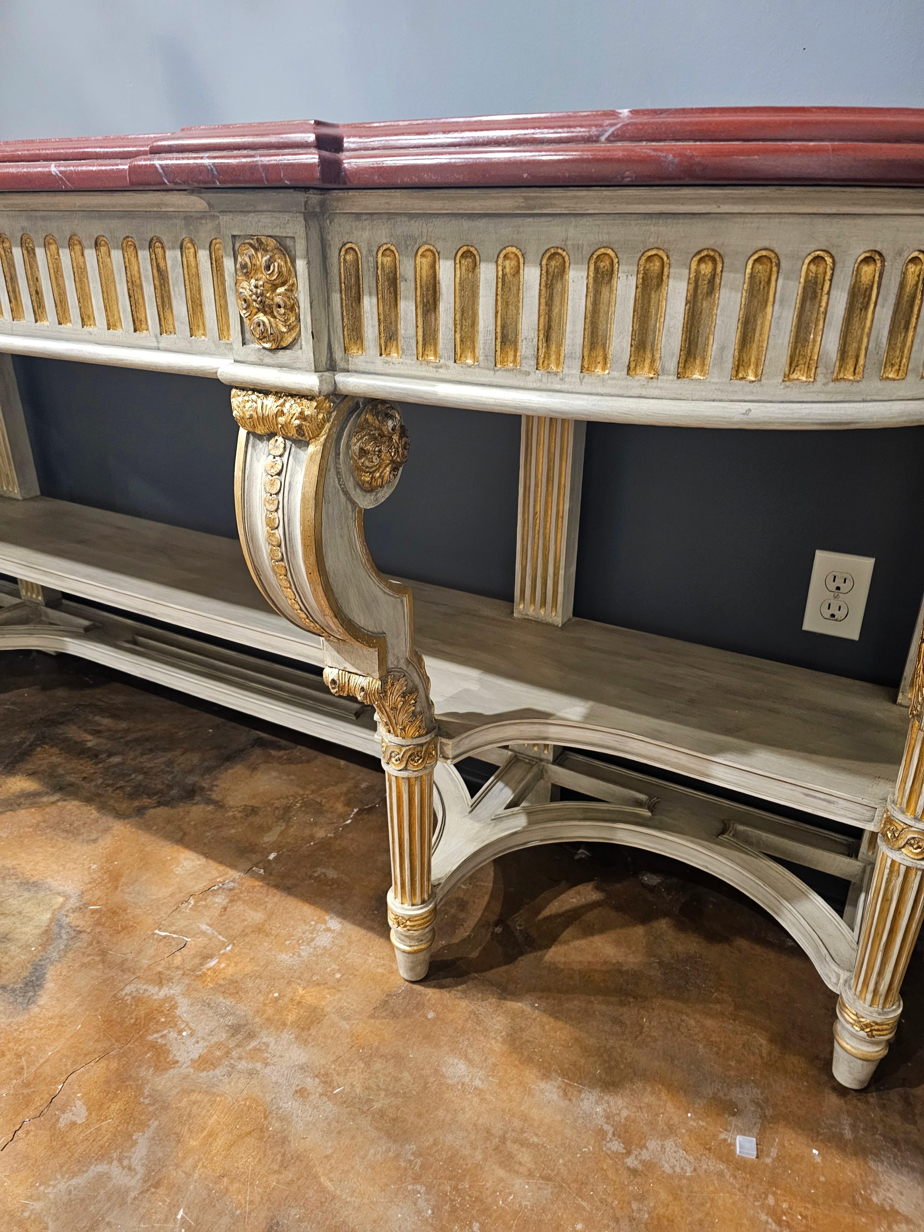 Large French Louis XVI Style Maison Jansen Attrib Console Table Buffet Sever For Sale 23