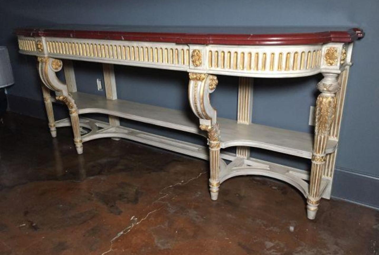 Large French Louis XVI Style Maison Jansen Attrib Console Table Buffet Sever For Sale 24