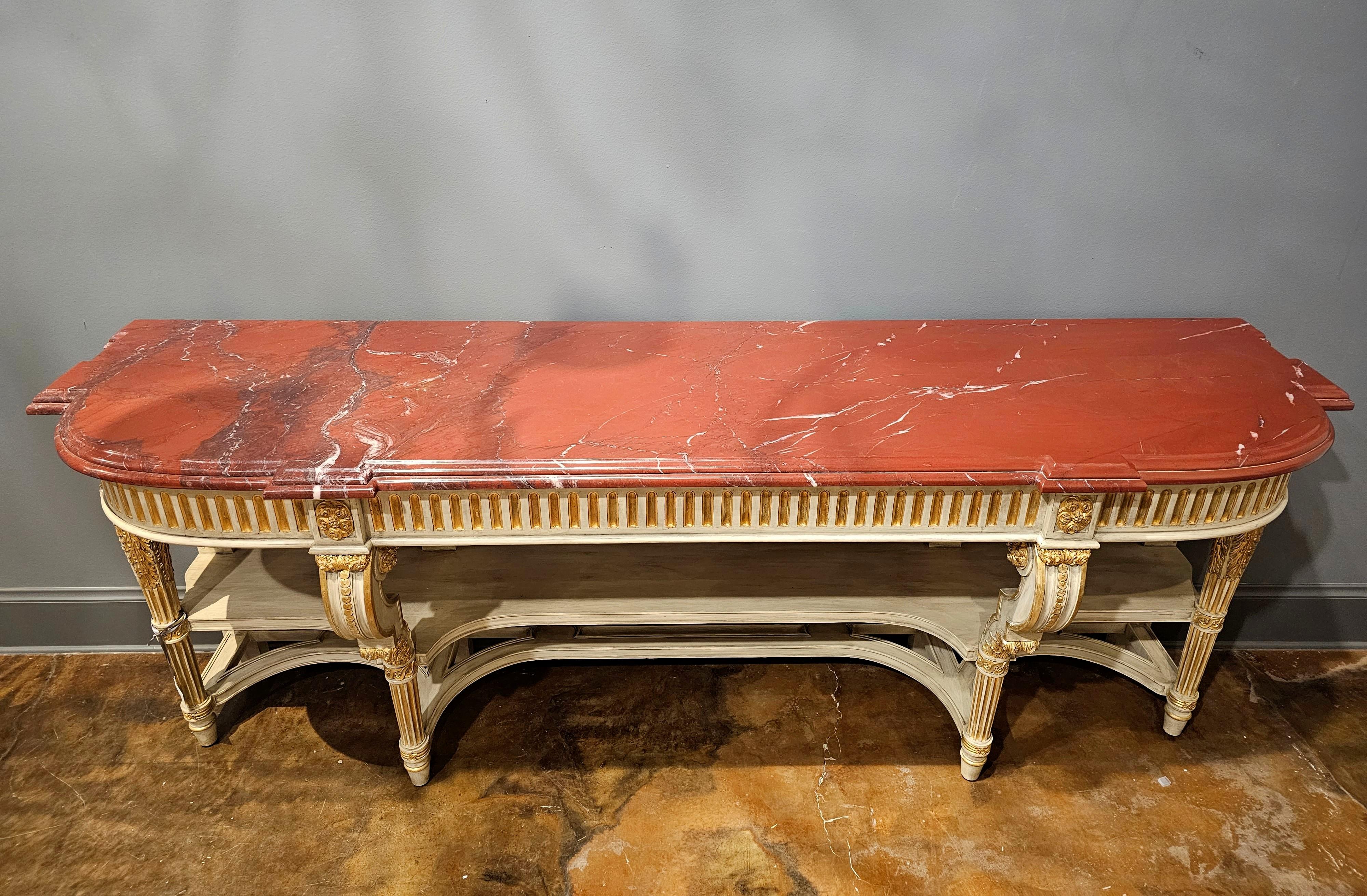 Large French Louis XVI Style Maison Jansen Attrib Console Table Buffet Sever For Sale 30