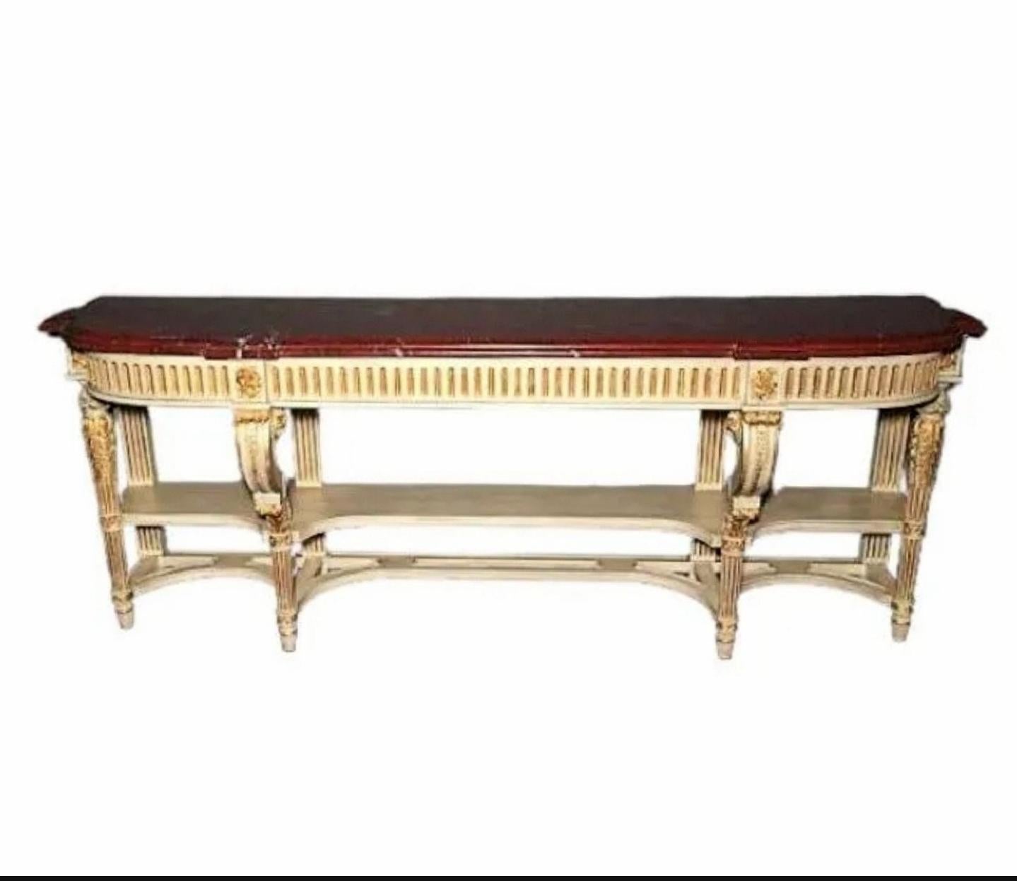 Large French Louis XVI Style Maison Jansen Attrib Console Table Buffet Sever In Good Condition For Sale In Forney, TX