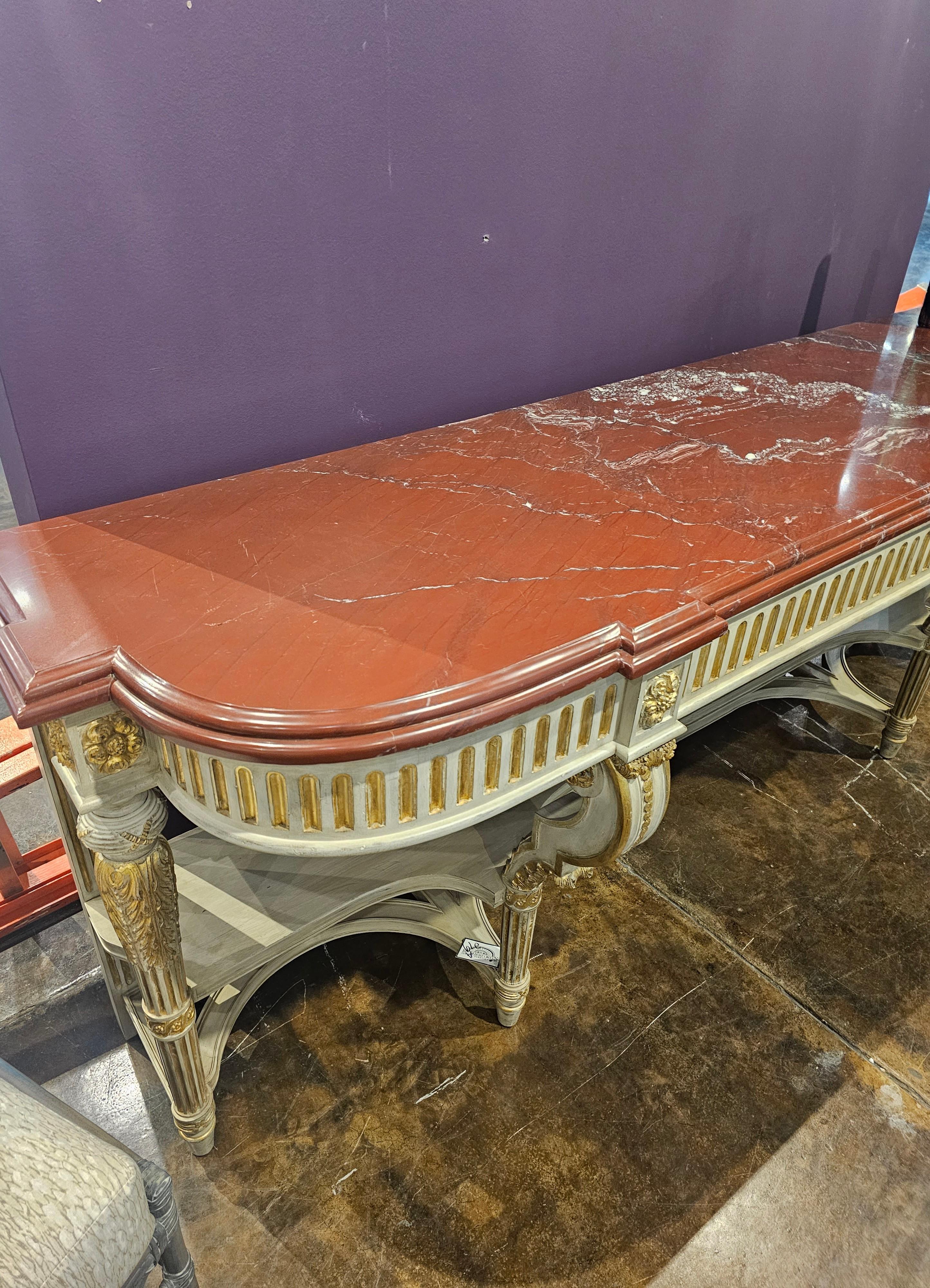Large French Louis XVI Style Maison Jansen Attrib Console Table Buffet Sever For Sale 1