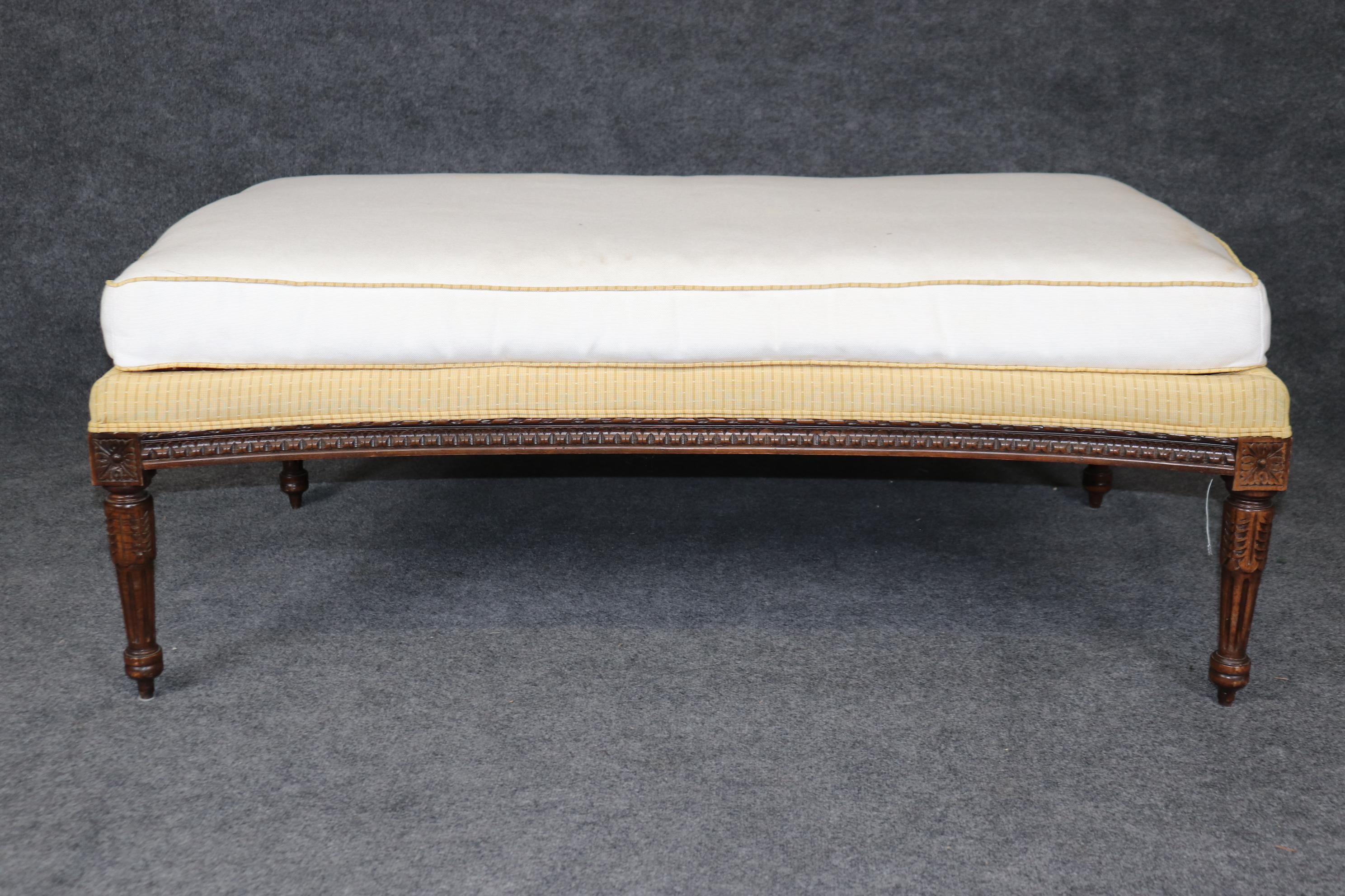 Large French Louis XVI Style Raymond Waites by Lane Upholstered Stool Ottoman In Good Condition In Swedesboro, NJ