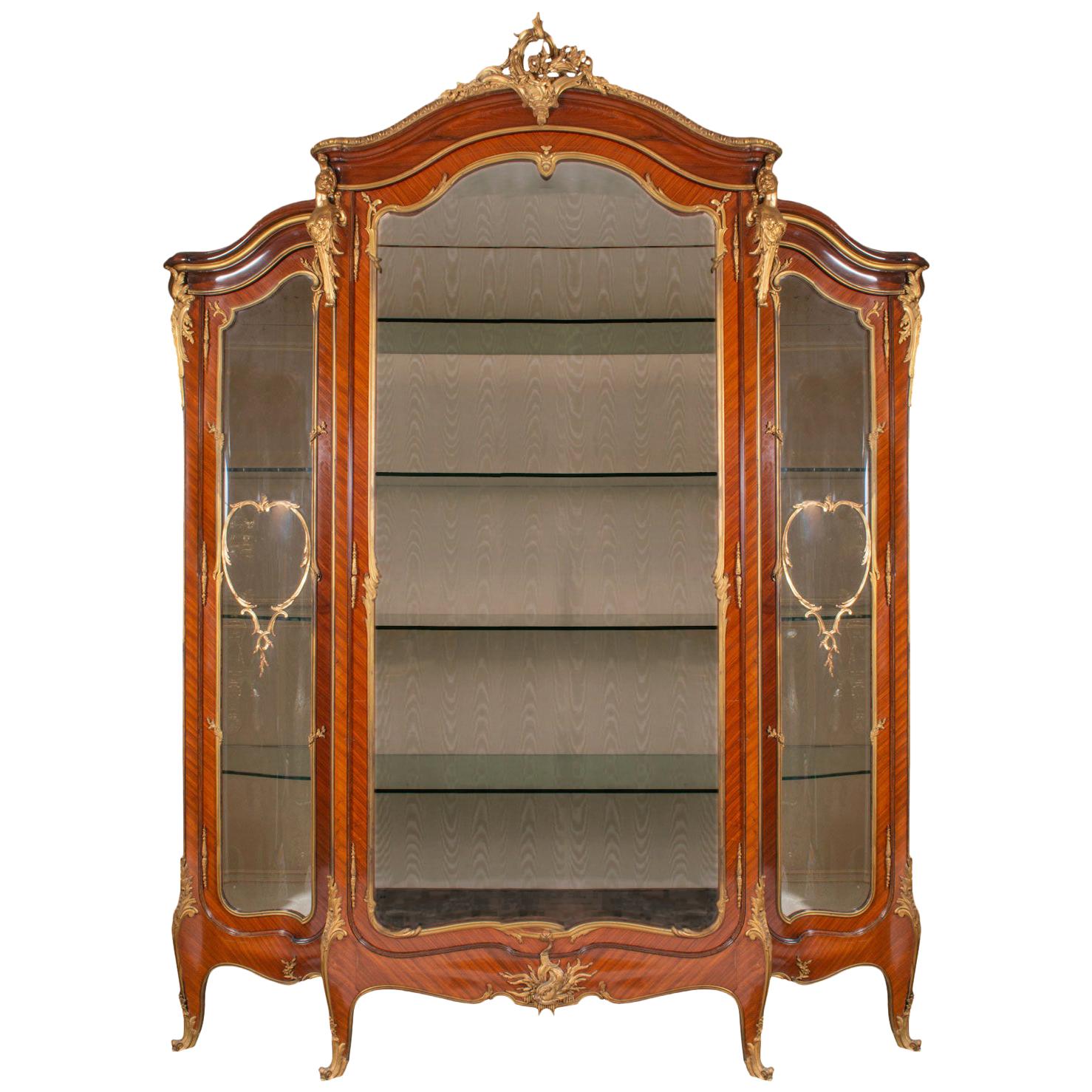 Large French Louis XVI Style Vitrine, by 'Linke' For Sale