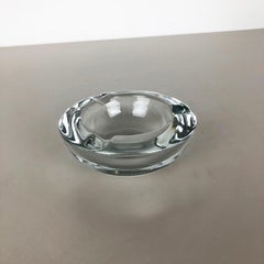 Large French "Lucid" Crystal Glass Shell Bowl ashtray by Art Vannes France 1970s