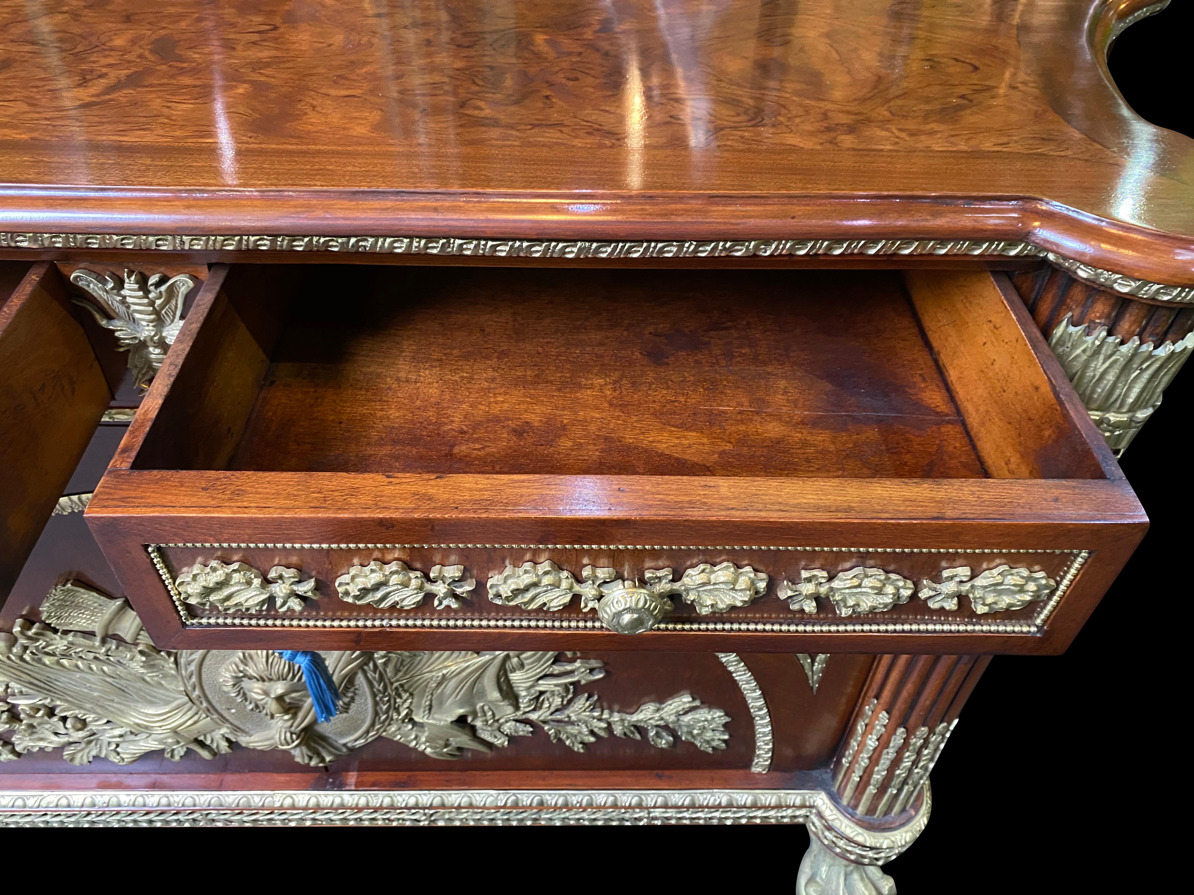 Large French Mahogany Empire Commode, Central Coats of Arms and Lion Paw Feet For Sale 15