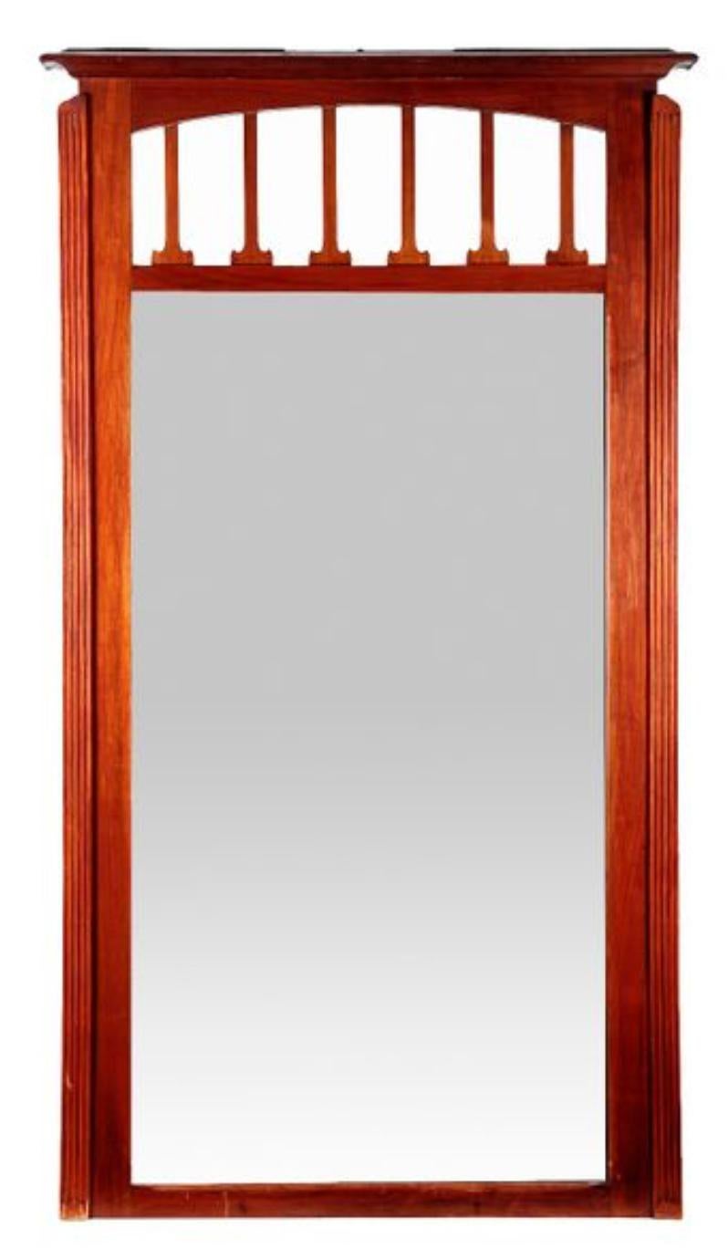 Large mahogany wall mirror by Maison Koenig Liège made in 1895. 
Stylish massive frame in very good condition with original glass.
   