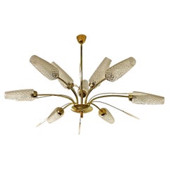 Large French Maison Lunel Arlus Mid-Century Modernist Art Deco Chandelier, 1950s