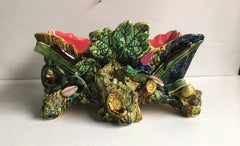 Large French Majolica Bird and Snake Jardinière, circa 1890