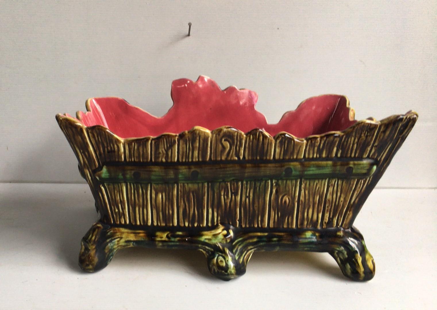 Large French Majolica Bird and Snake Jardinière, circa 1890 In Good Condition For Sale In Austin, TX