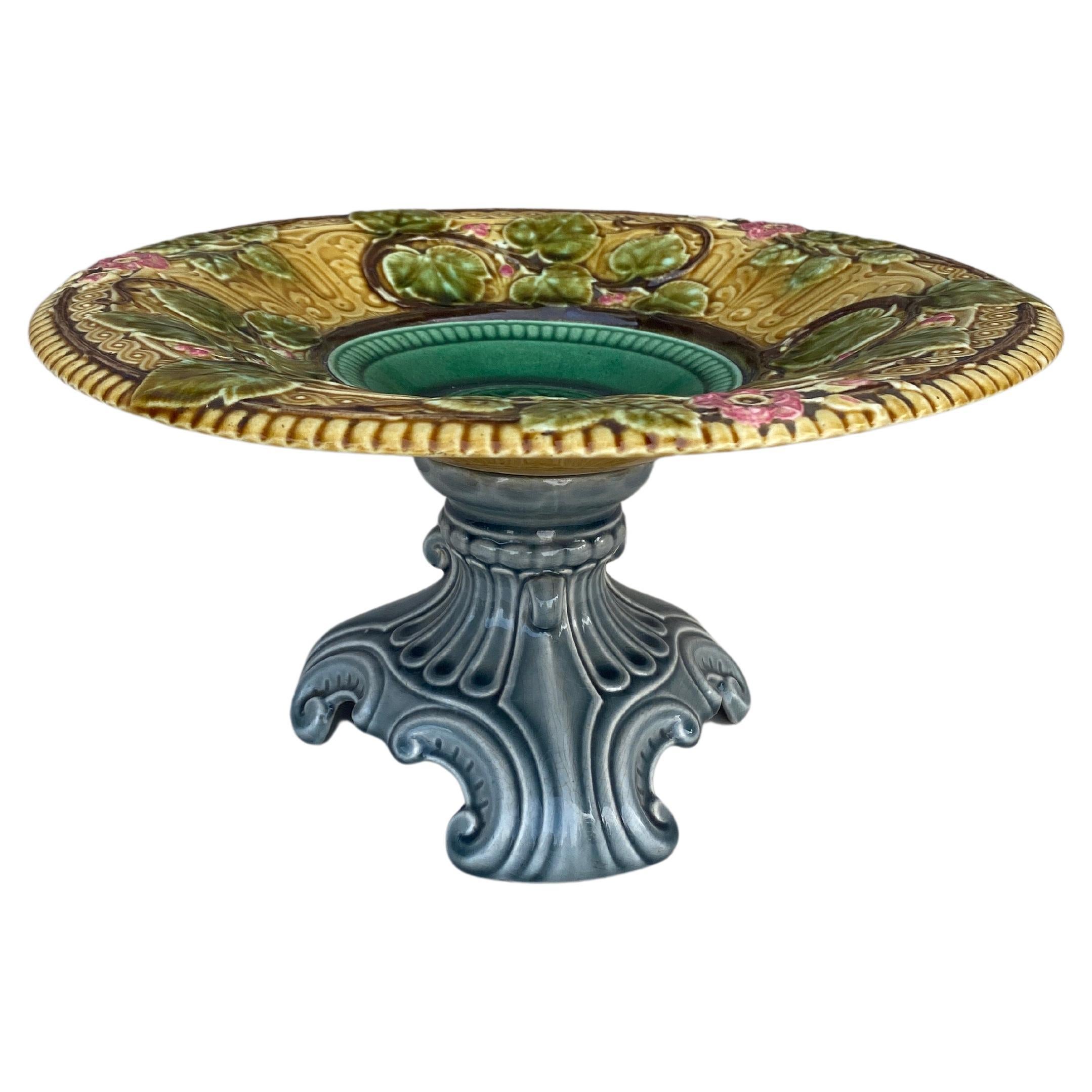 French Provincial Large French Majolica Cake Stand, circa 1890 For Sale