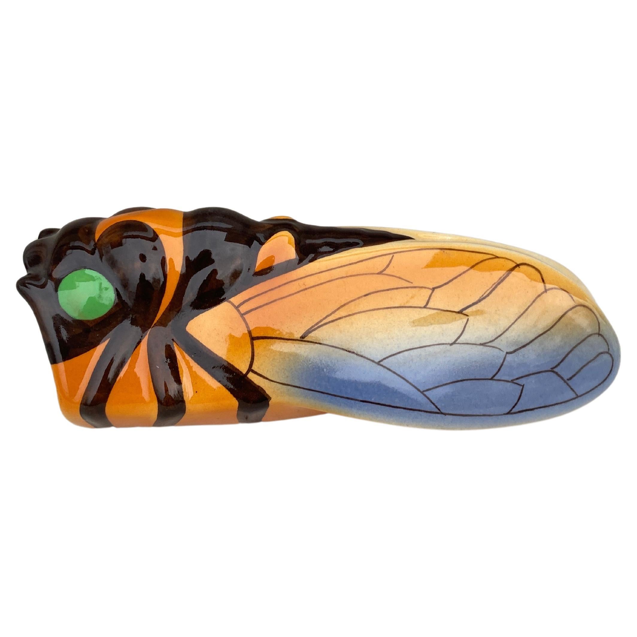 Large French Majolica cicada wall pocket  from Provence.
Height / 9 inches.
