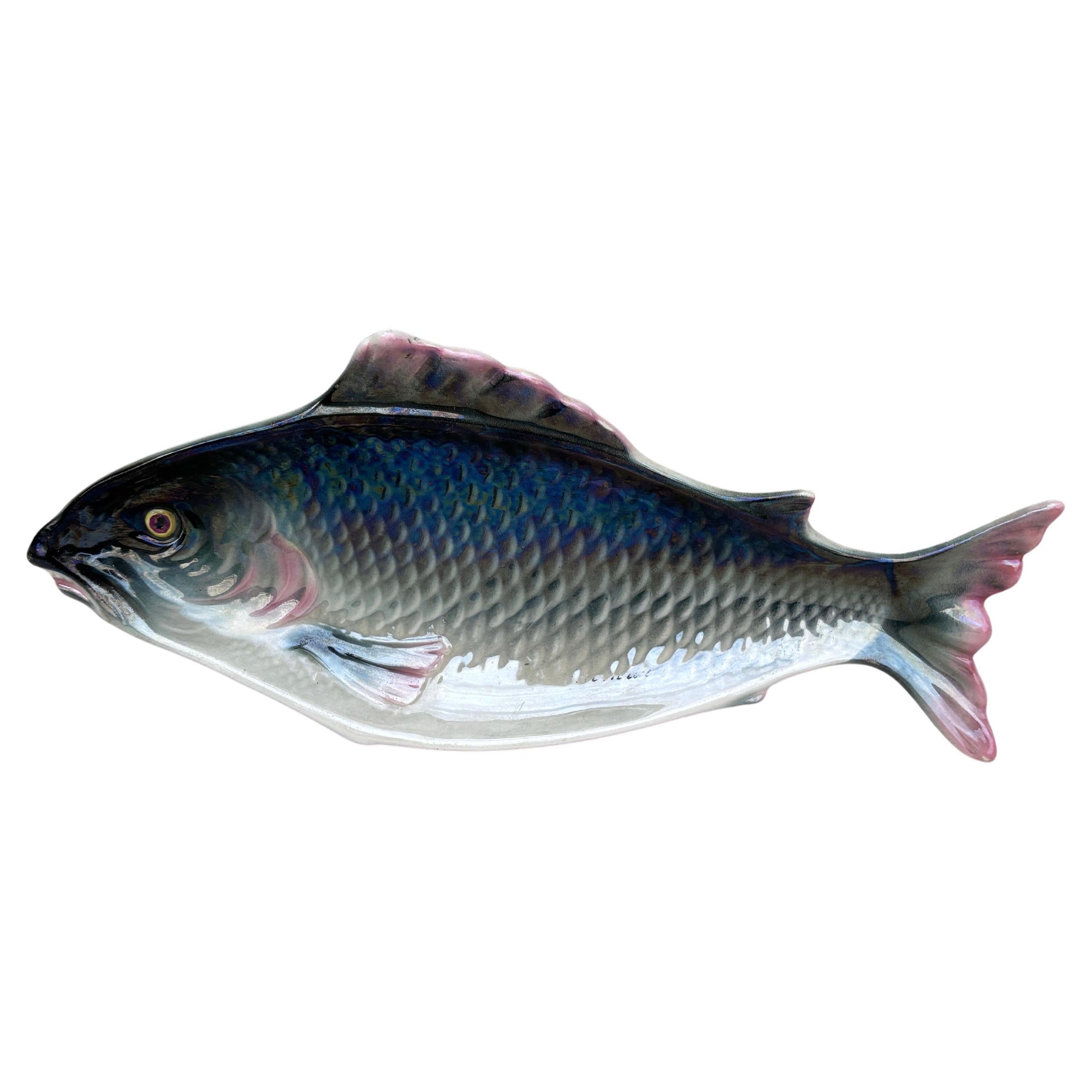 Large French Majolica Fish Platter Fives Lille Circa 1900