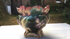 Large French Majolica Iris Jardinière Fives Lille, circa 1890