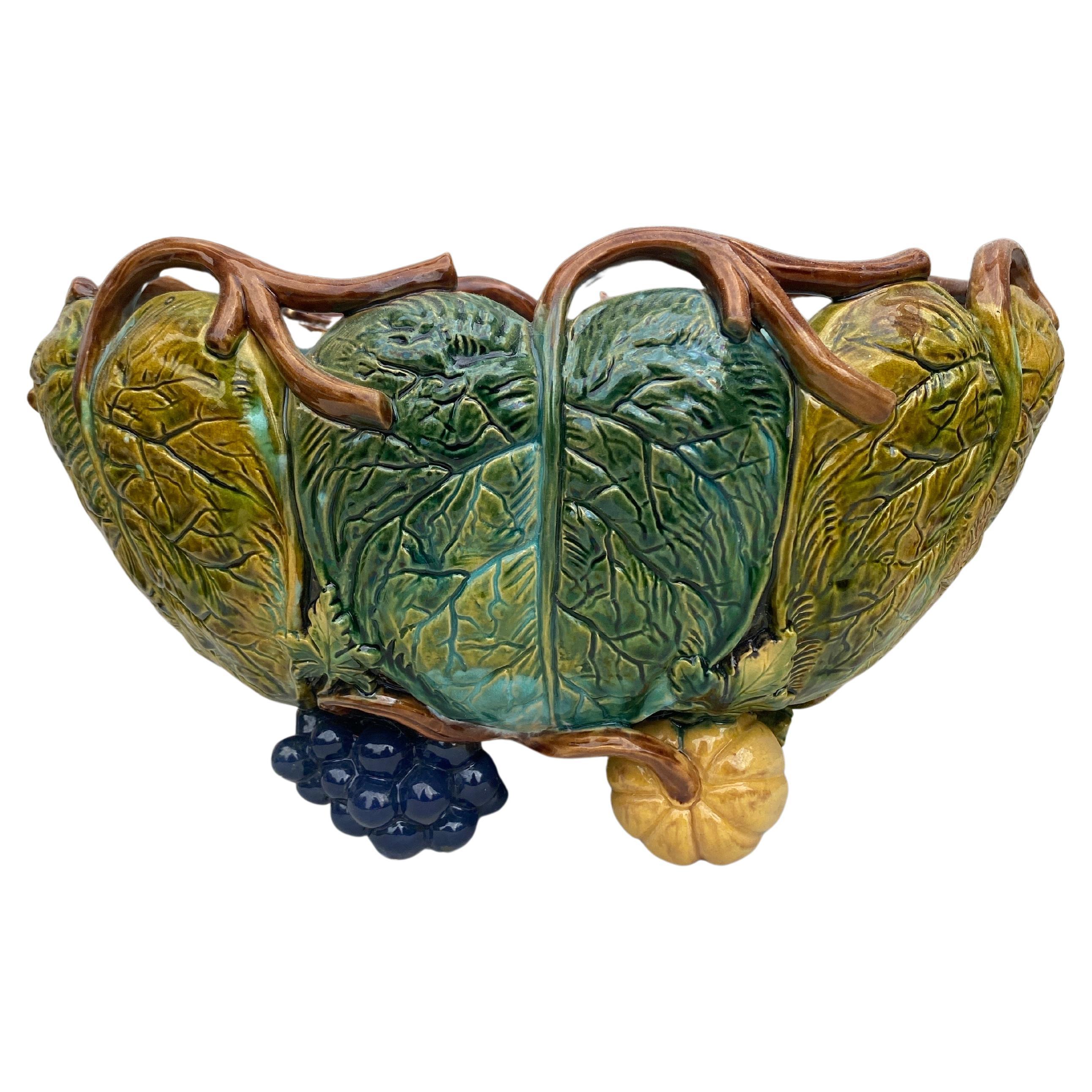 Large French Majolica Morning Glory Jardinière, circa 1880 For Sale 4