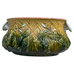 Grande Jardinière en majolique à la gloire du matin, vers 1880