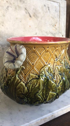 Large French Majolica Morning Glory Jardinière, circa 1880
