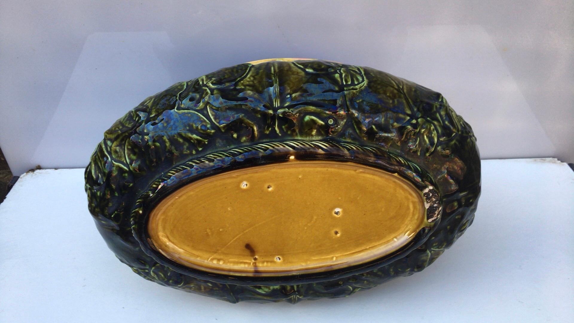 Late 19th Century Large French Majolica Morning Glory Jardinière, circa 1880 For Sale