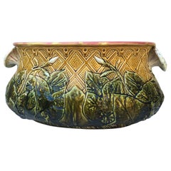 Large French Majolica Morning Glory Jardinière, circa 1880