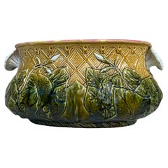 Large French Majolica Morning Glory Jardinière, circa 1880