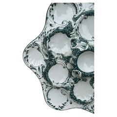 Large French Majolica Oyster Platter, Circa 1890