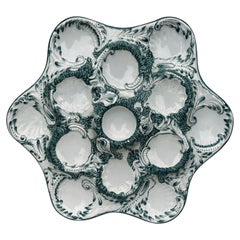 Large French Majolica Oyster Platter, Circa 1890