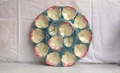 Large French Majolica Oyster Platter Gien, circa 1890