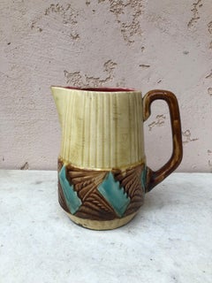 Large French Majolica Pitcher Orchies, Circa 1930