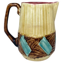 Large French Majolica Pitcher Orchies, circa 1930