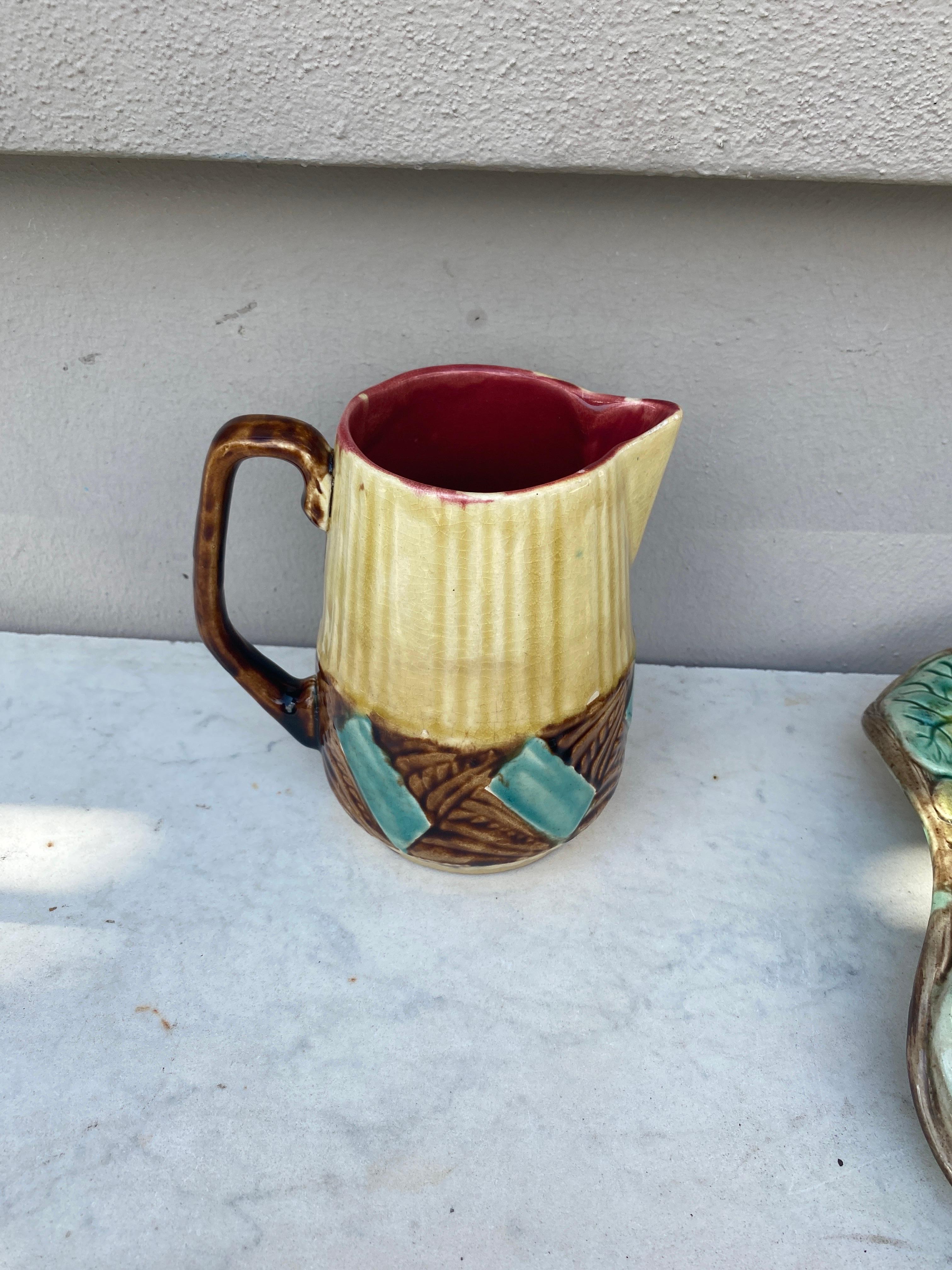 Art Deco Large French Majolica Pitcher Orchies, circa 1930 For Sale