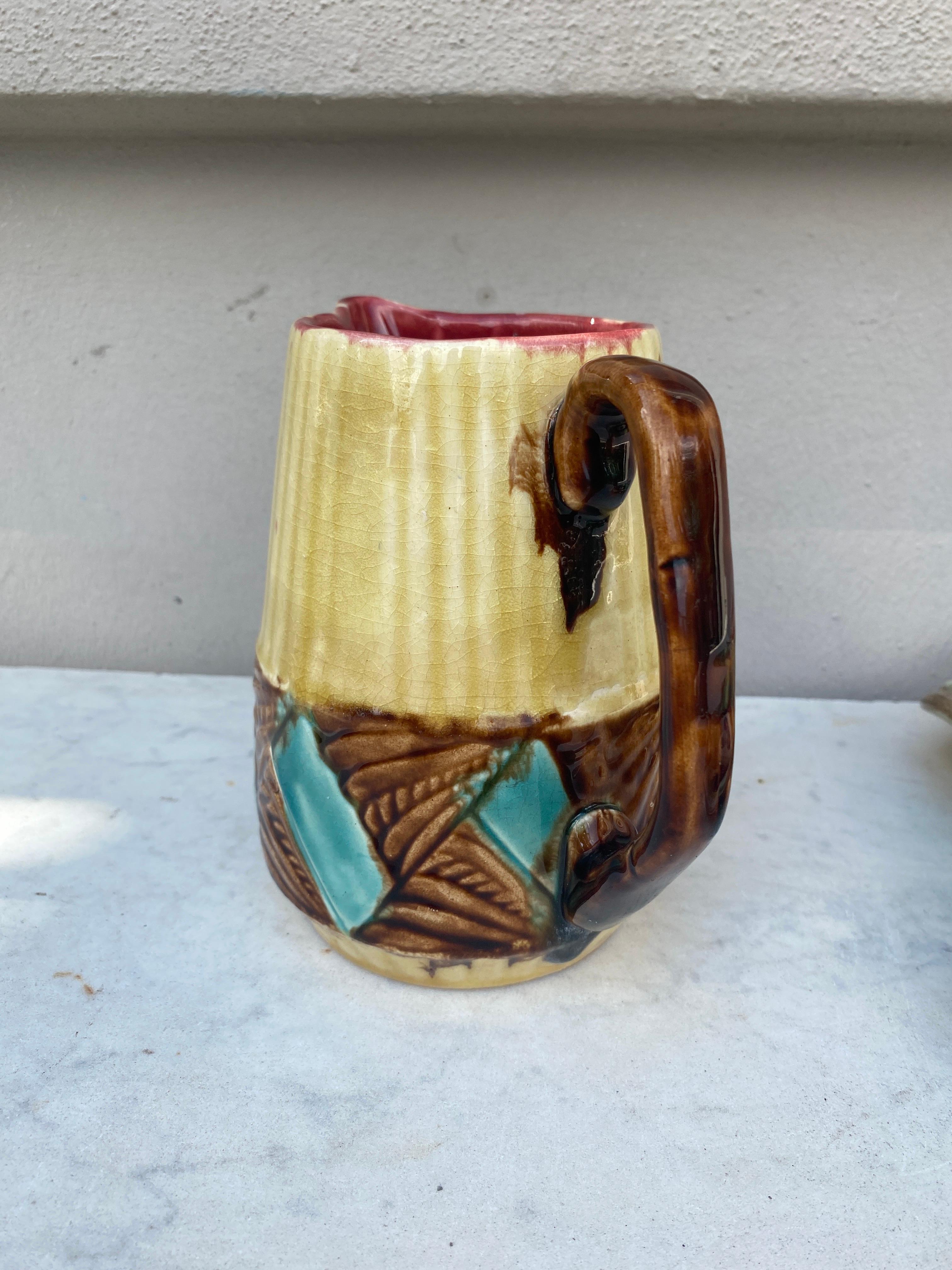 Mid-20th Century Large French Majolica Pitcher Orchies, circa 1930 For Sale