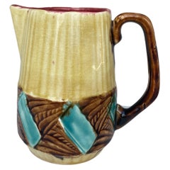 Large French Majolica Pitcher Orchies, circa 1930