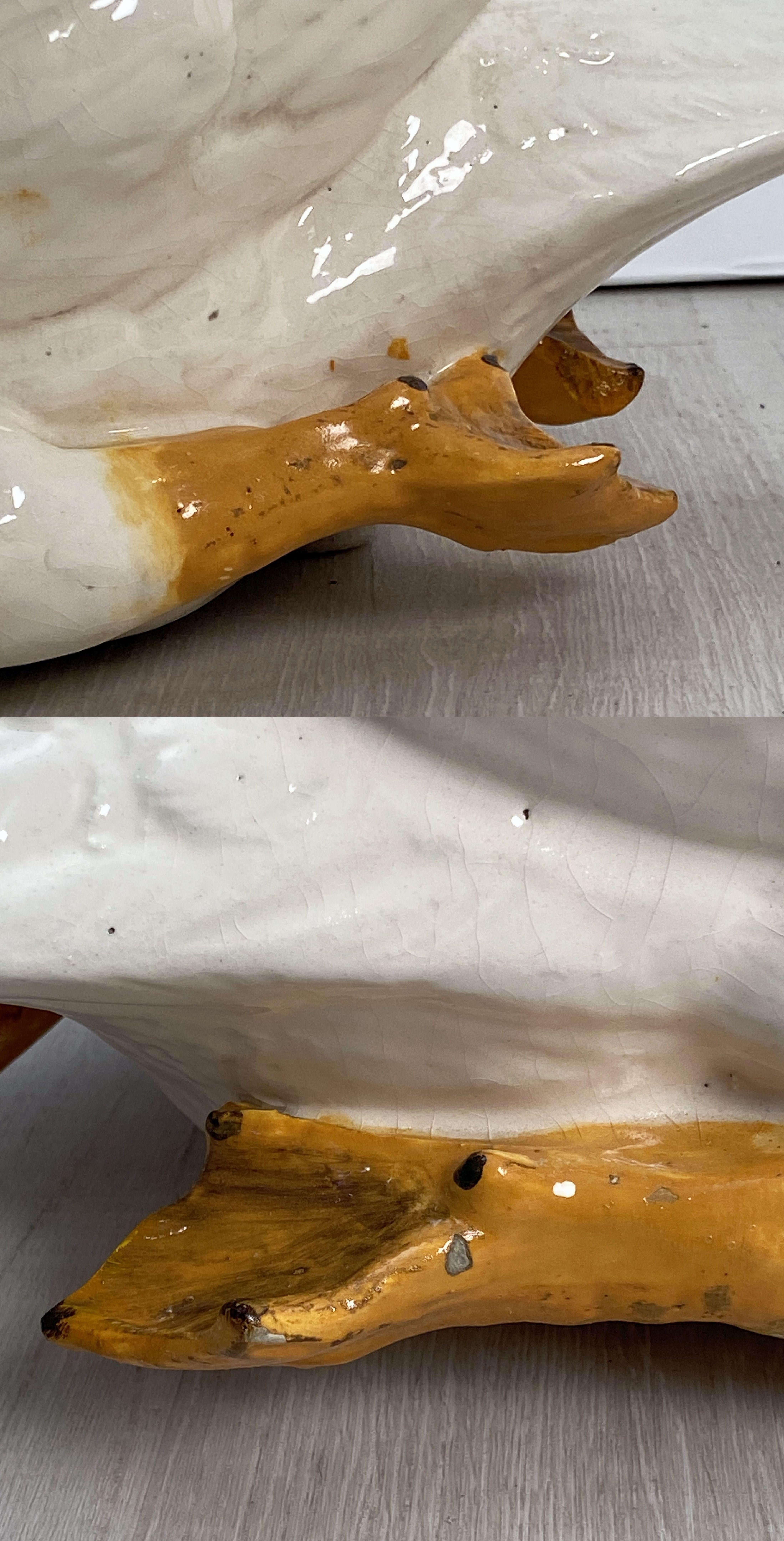 Large French Majolica Swan Planter by Massier 13