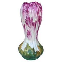 Large French Majolica Tulip Vase Jean Massier Circa 1900