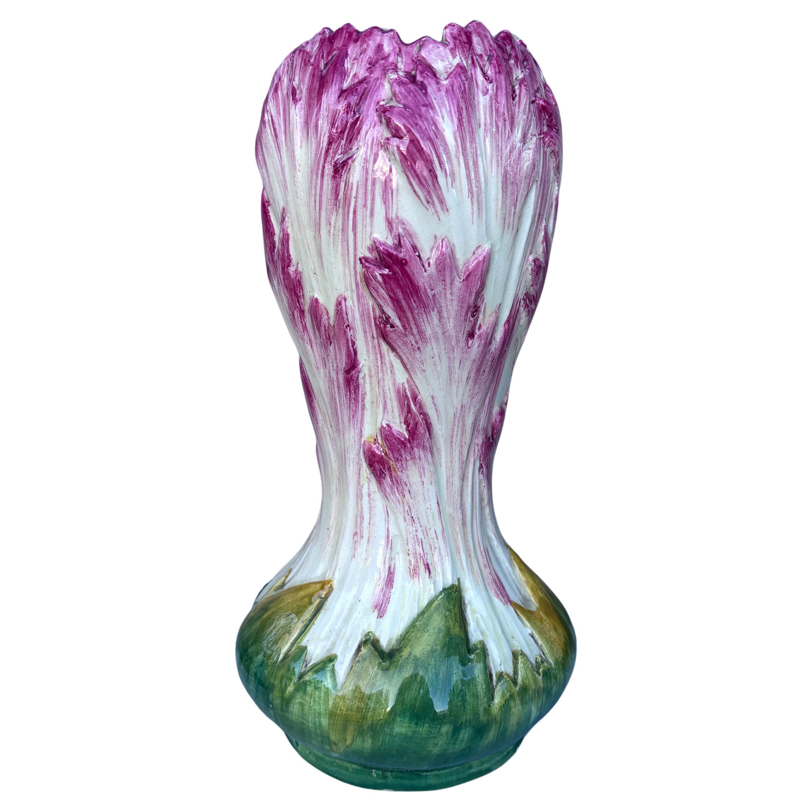 Große französische Majolika-Tulpenvase aus Majolika, Jean Massier, um 1900 (Art nouveau) im Angebot