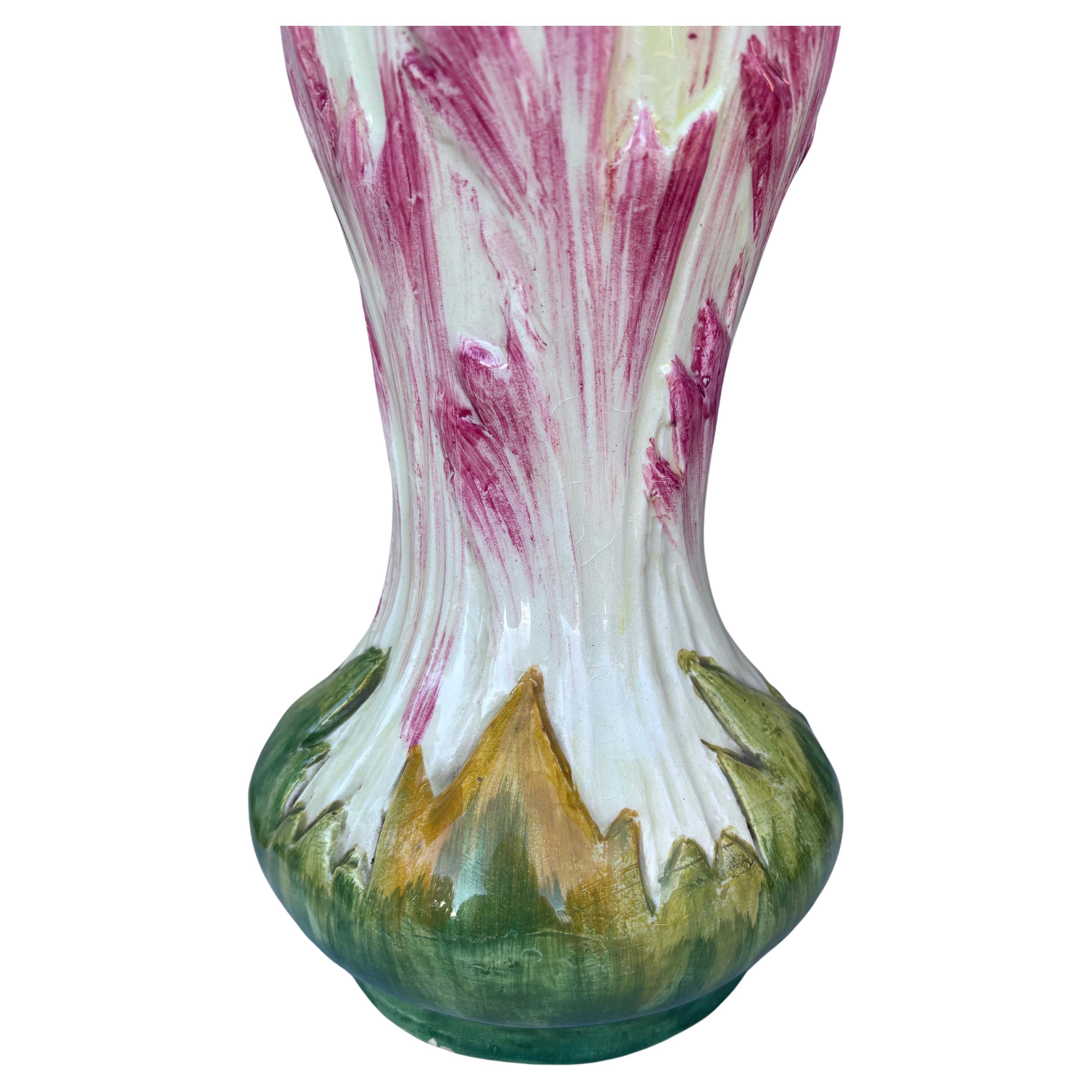 Große französische Majolika-Tulpenvase aus Majolika, Jean Massier, um 1900 im Zustand „Gut“ im Angebot in Austin, TX