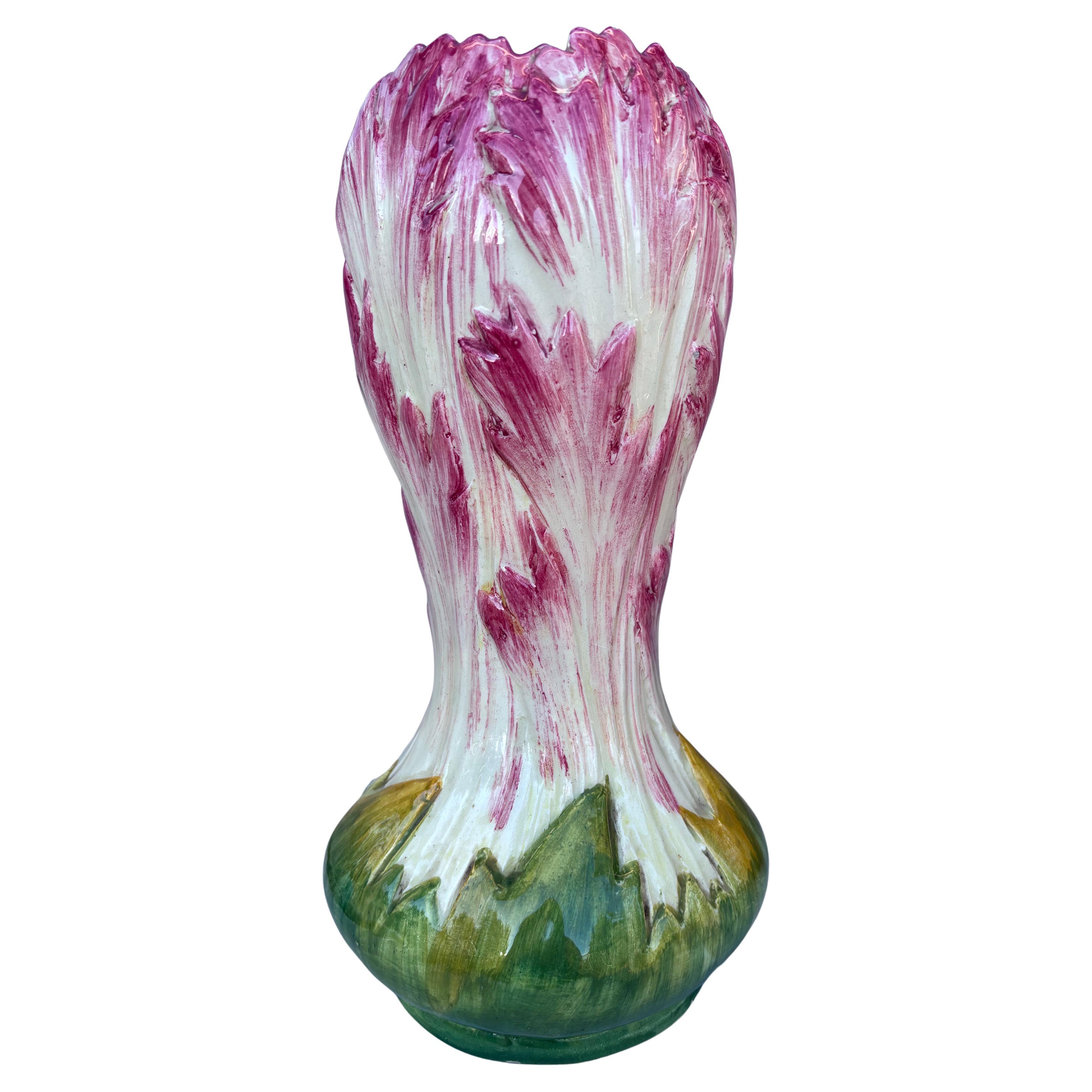 Große französische Majolika-Tulpenvase aus Majolika, Jean Massier, um 1900 (Spätes 19. Jahrhundert) im Angebot