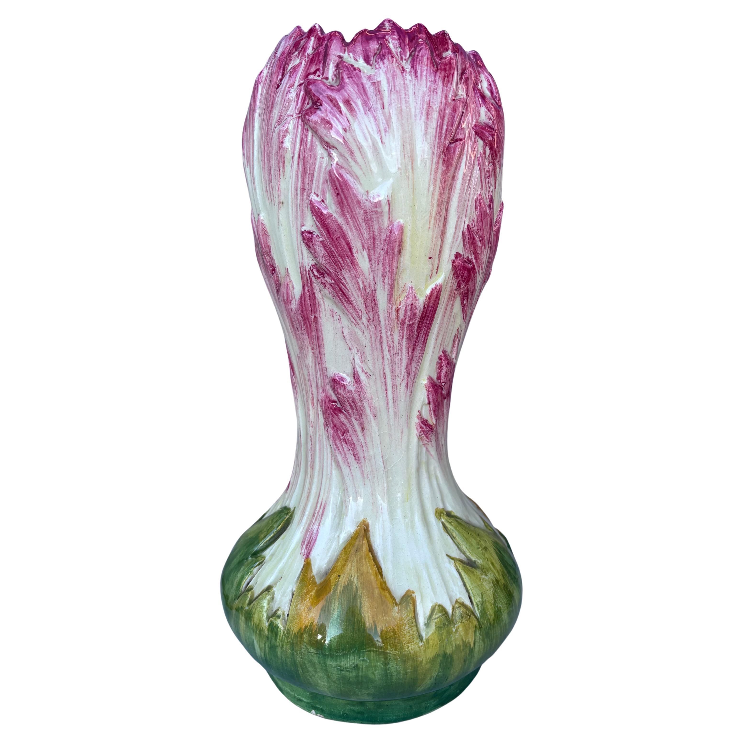 Grand vase tulipe en majolique française Jean Massier Circa 1900