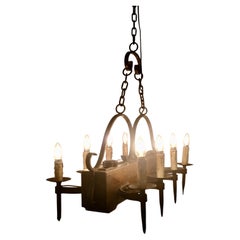Large French Medieval Rustic Chandelier