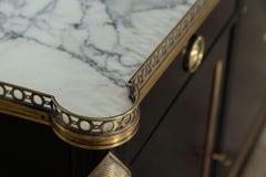 Large French Mercier Freres Ebonised Oak & Mahogany Marble Credenza