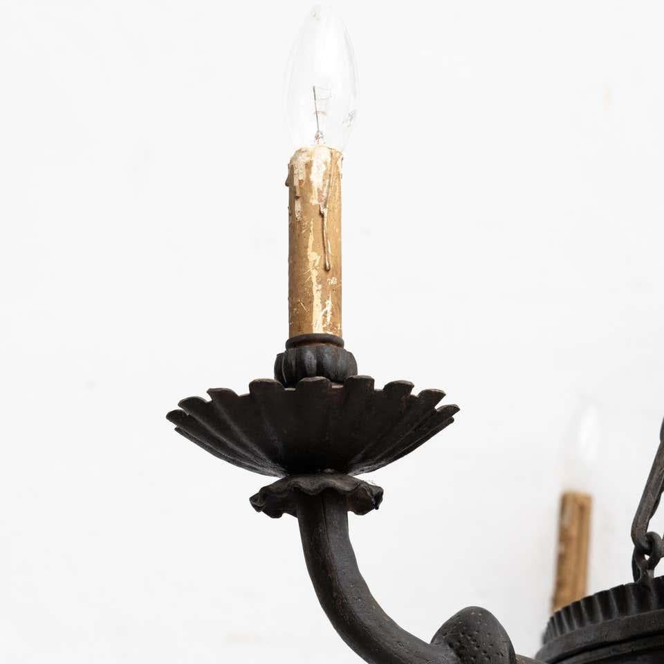 Extra Large Black Sculptural French Metal Ceiling Lamp circa 1930 For Sale 1