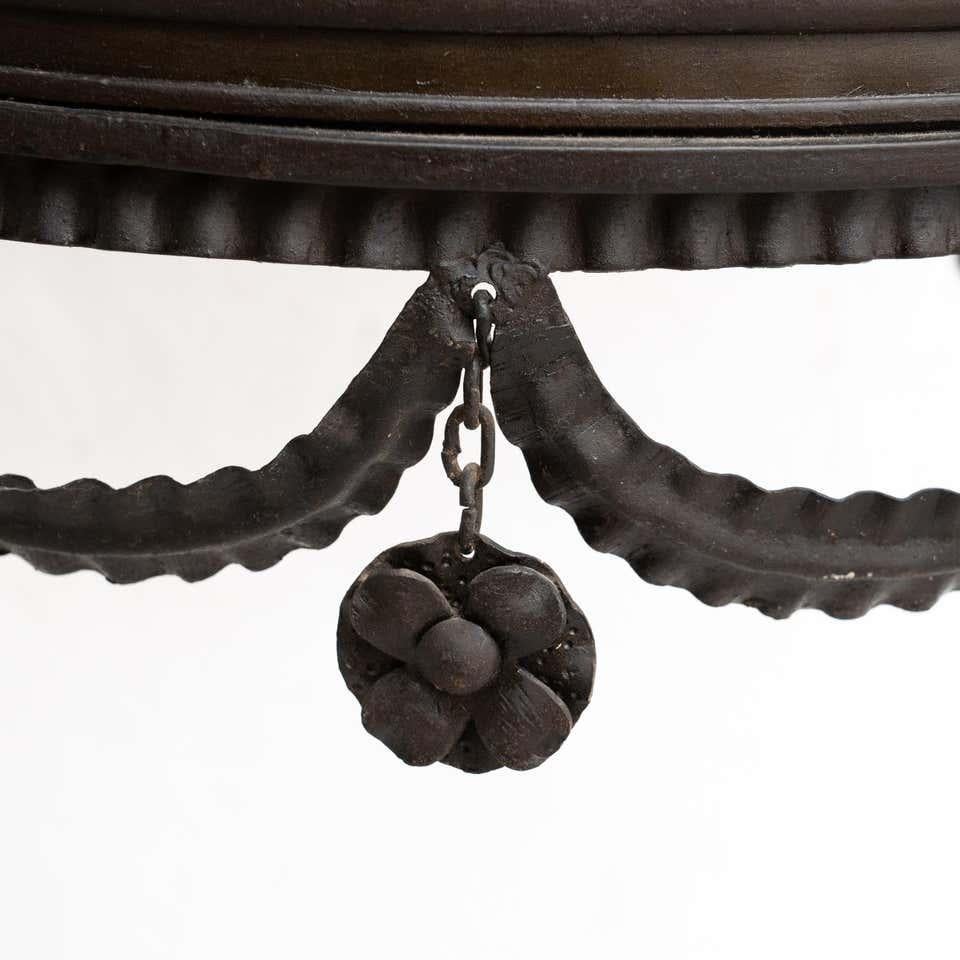 Extra Large Black Sculptural French Metal Ceiling Lamp circa 1930 3